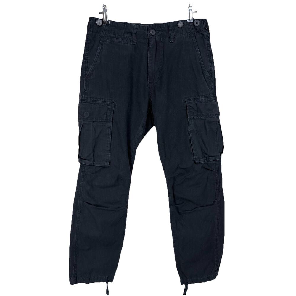 MNML Men's Black Cargo Pants Sz 29 (28) Snaps Ripstop Utility Adjustable Hiking‎